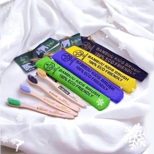 Colourful Kids Bamboo Toothbrushes with Soft Bristles made by Organic Life Protection (combo pack of 4 and 8)