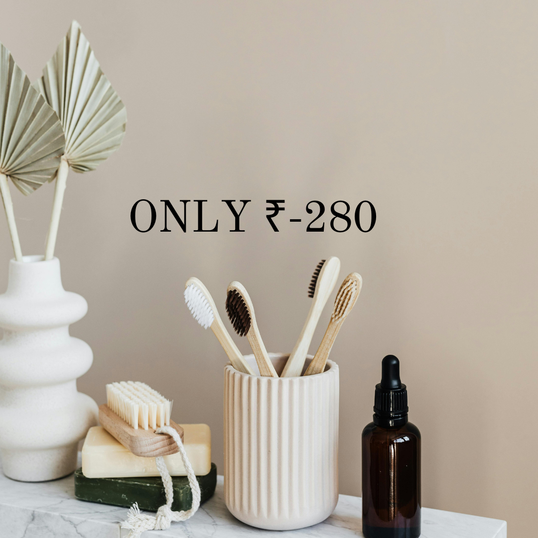 Bamboo Toothbrush in Zipper Bag with Charcoal Bristles Life Protection (4 pieces)