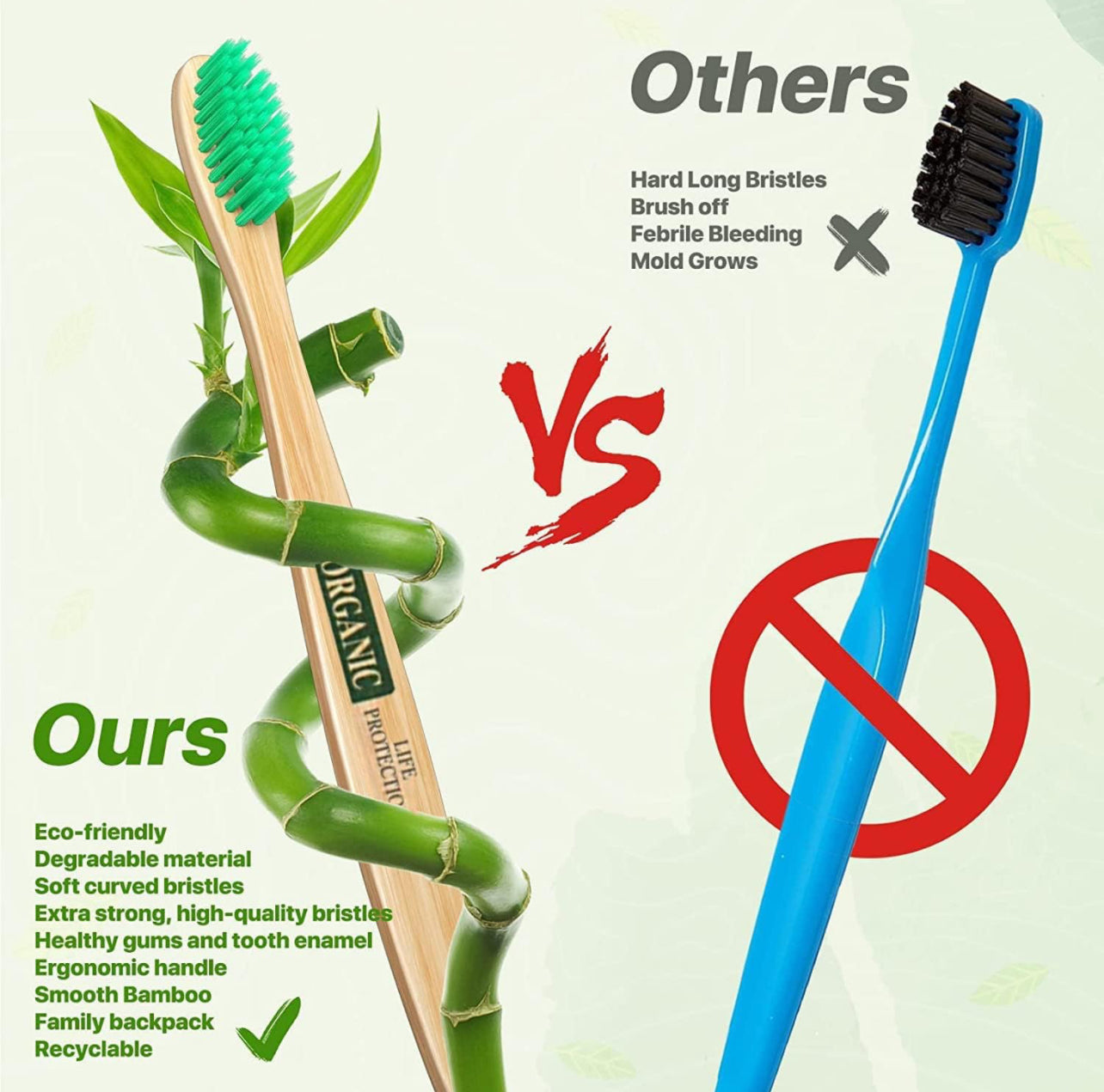 Bamboo Toothbrush Ultra Soft yellow Bristles ( 2 pieces )